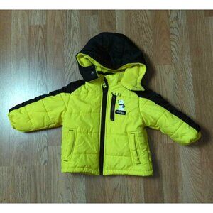 Carter's Yellow Black Infant Boy's Puffer Hooded Winter Warm Jacket 18 months
